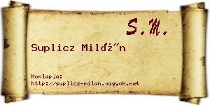 Suplicz Milán névjegykártya